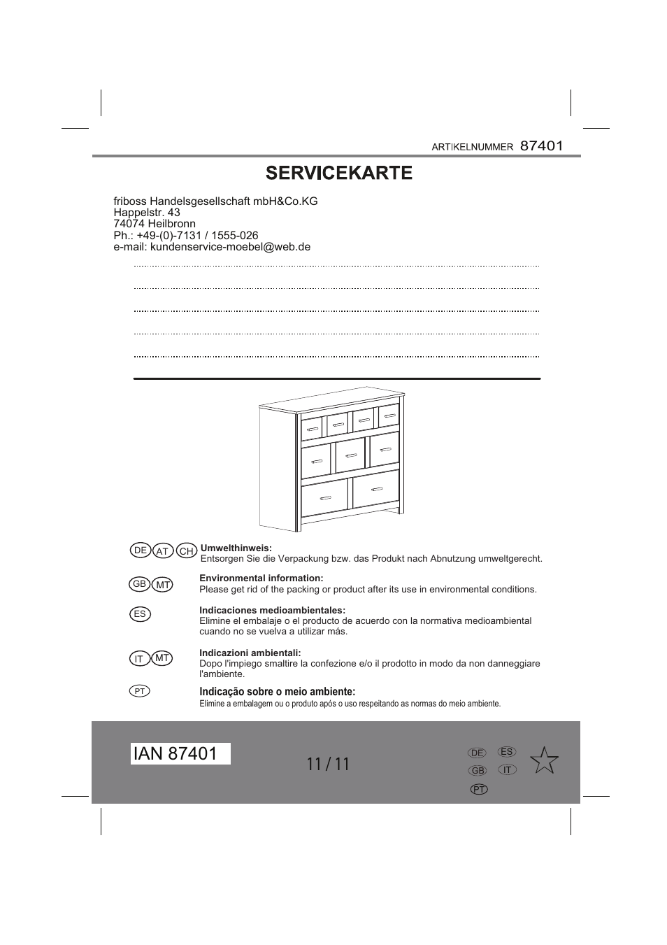 Livarno WOODEN CHEST OF DRAWERS User Manual | Page 11 / 11