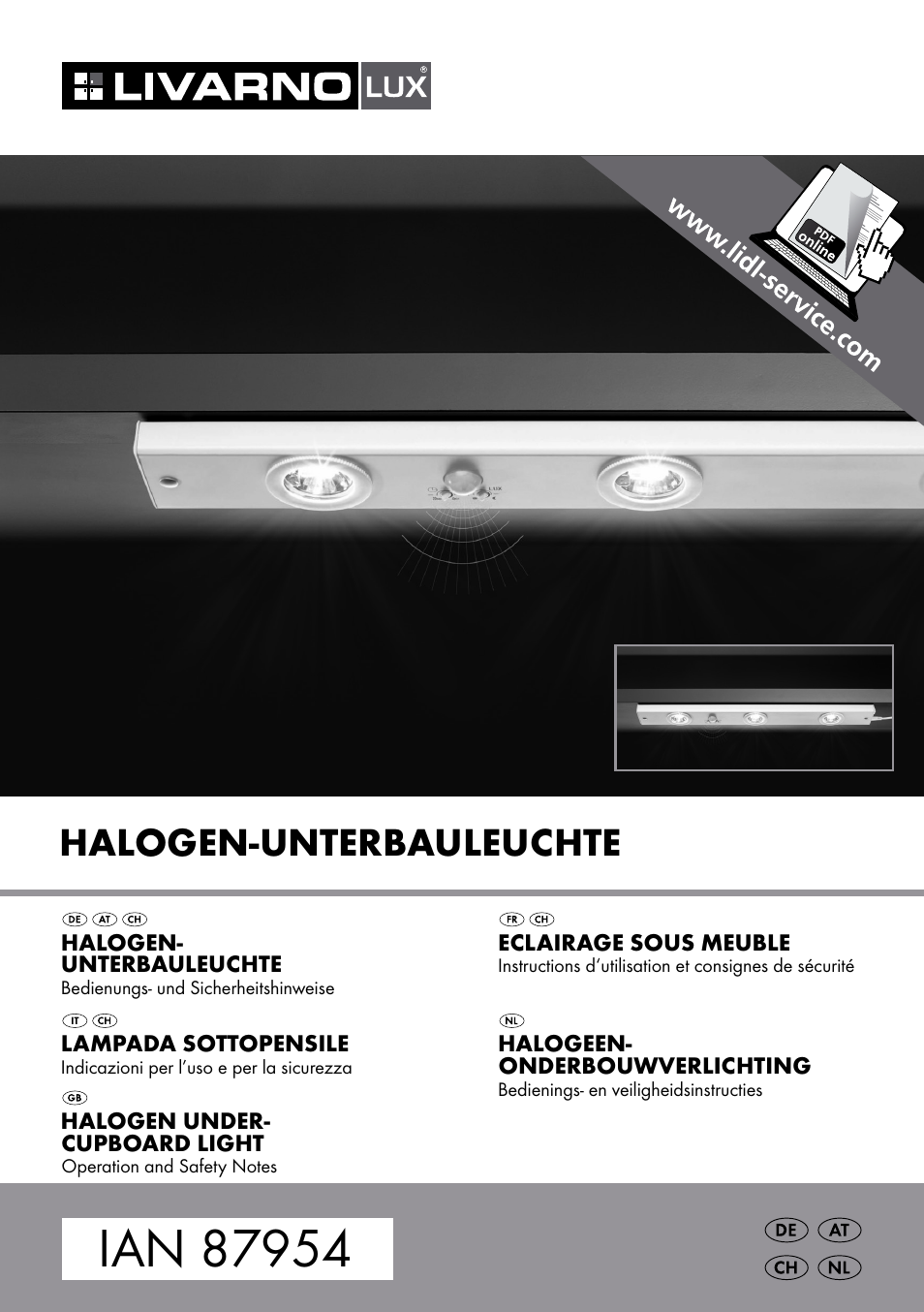 Livarno Halogen Under-Cupboard Light User Manual | 45 pages