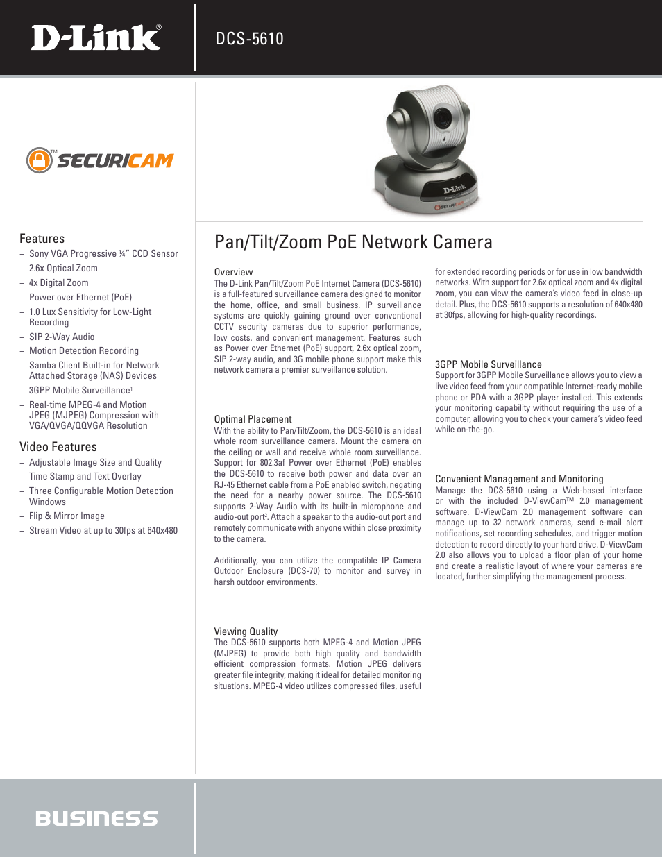 D-Link DCS-5610 User Manual | 2 pages
