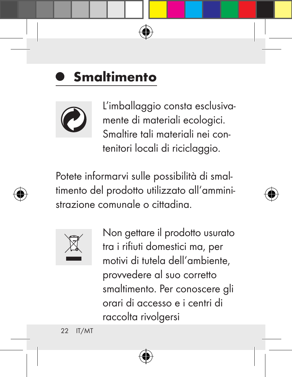 Smaltimento | Livarno Z31172..-BS User Manual | Page 22 / 51