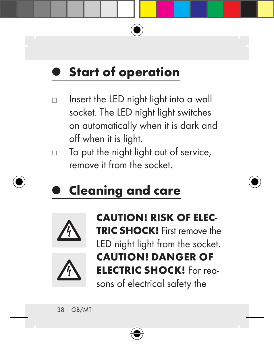 Start of operation, Cleaning and care | Livarno Z31172..-BS User Manual | Page 38 / 51