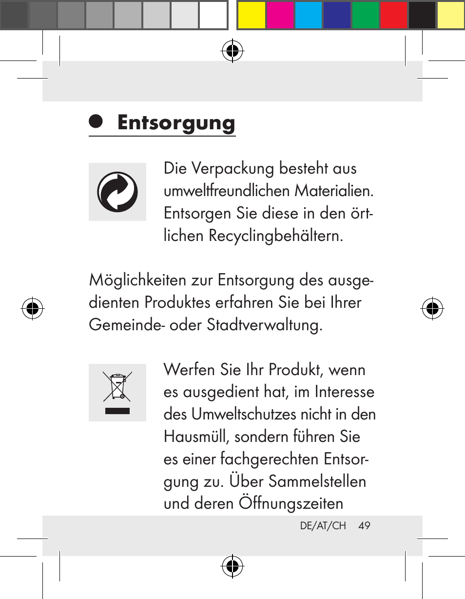 Entsorgung | Livarno Z31172..-BS User Manual | Page 49 / 51