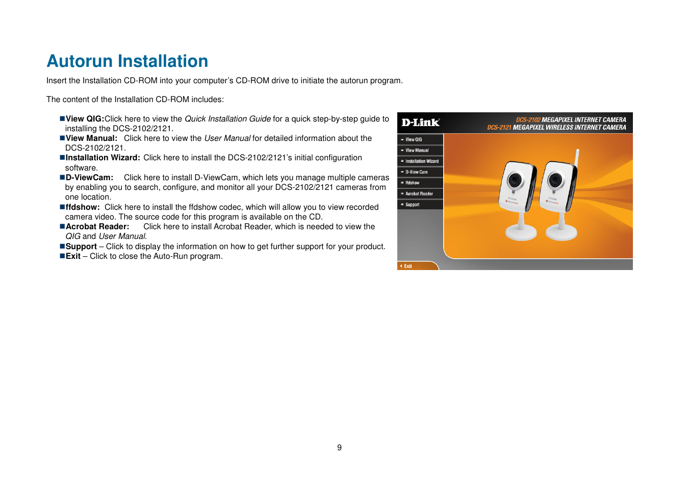 Autorun installation | D-Link DCS-2102 User Manual | Page 12 / 61