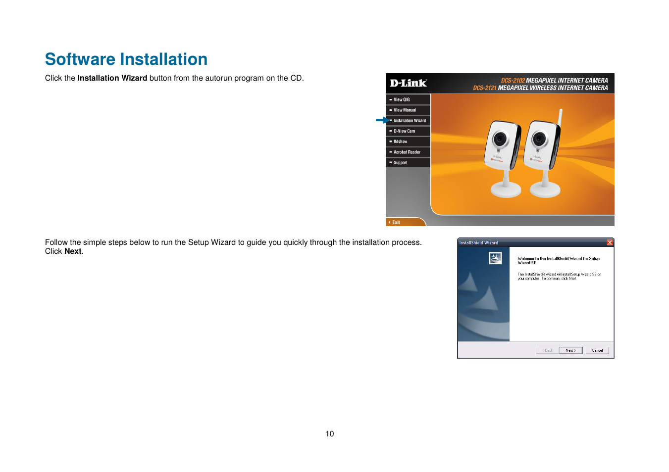 Software installation | D-Link DCS-2102 User Manual | Page 13 / 61