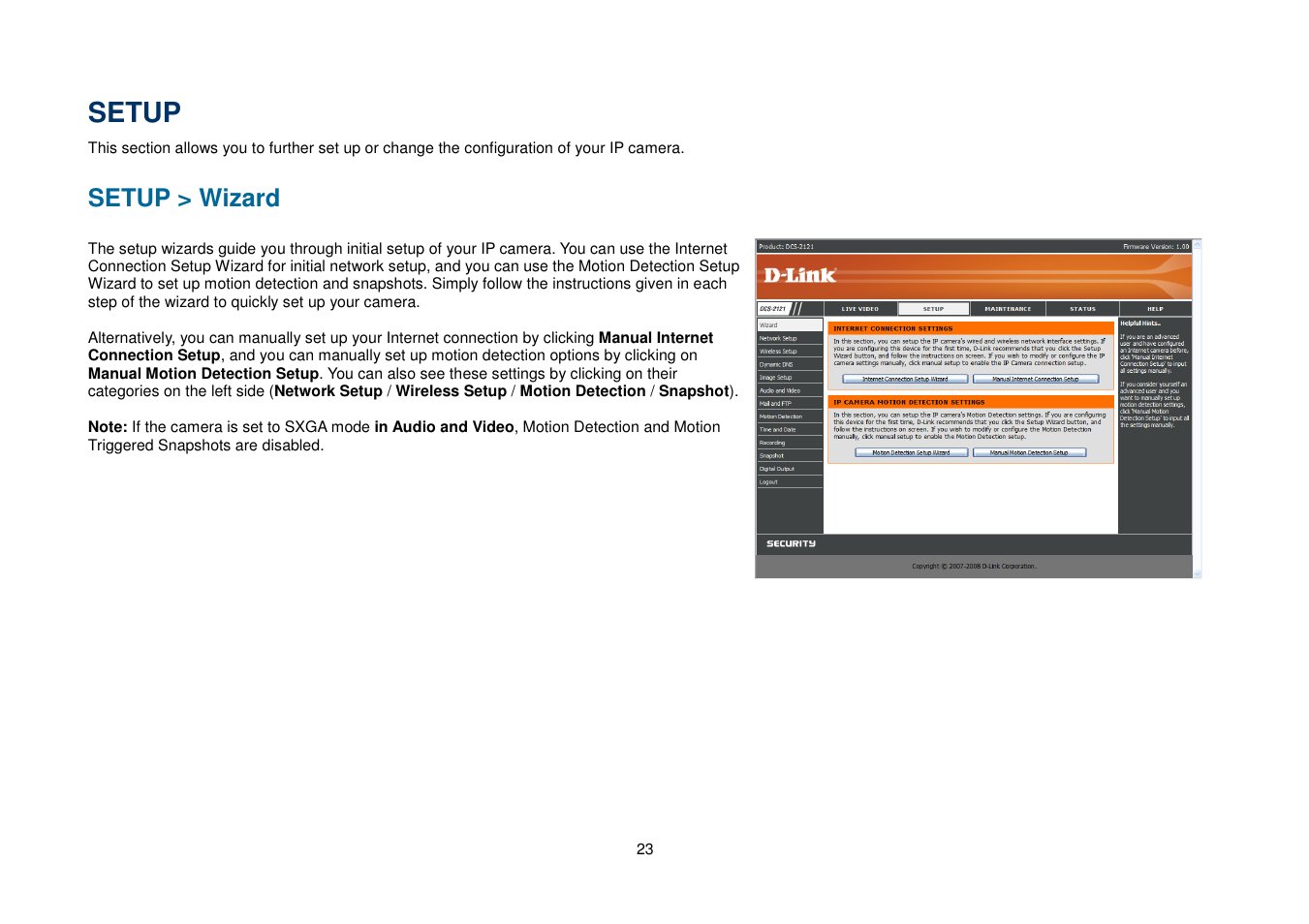 Setup, Setup > wizard | D-Link DCS-2102 User Manual | Page 26 / 61