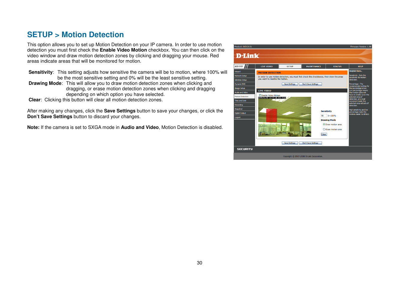 Setup > motion detection | D-Link DCS-2102 User Manual | Page 33 / 61