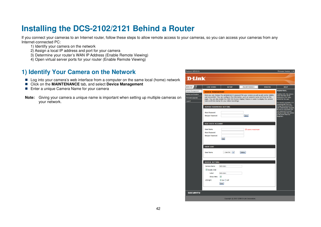 1) identify your camera on the network | D-Link DCS-2102 User Manual | Page 45 / 61