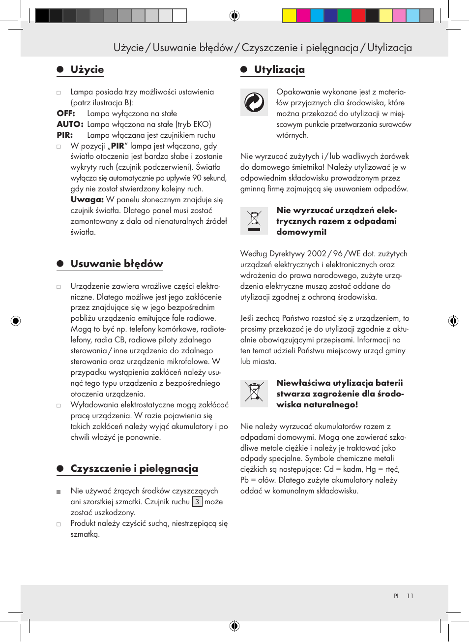 Użycie, Usuwanie błędów, Czyszczenie i pielęgnacja | Utylizacja | Livarno 10194 User Manual | Page 11 / 34