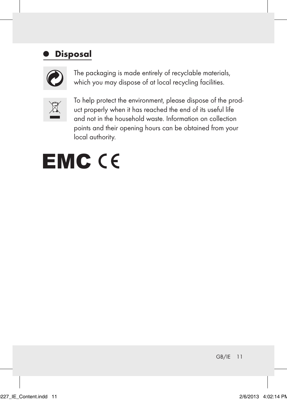Disposal | Livarno Z30652..-BS User Manual | Page 11 / 12