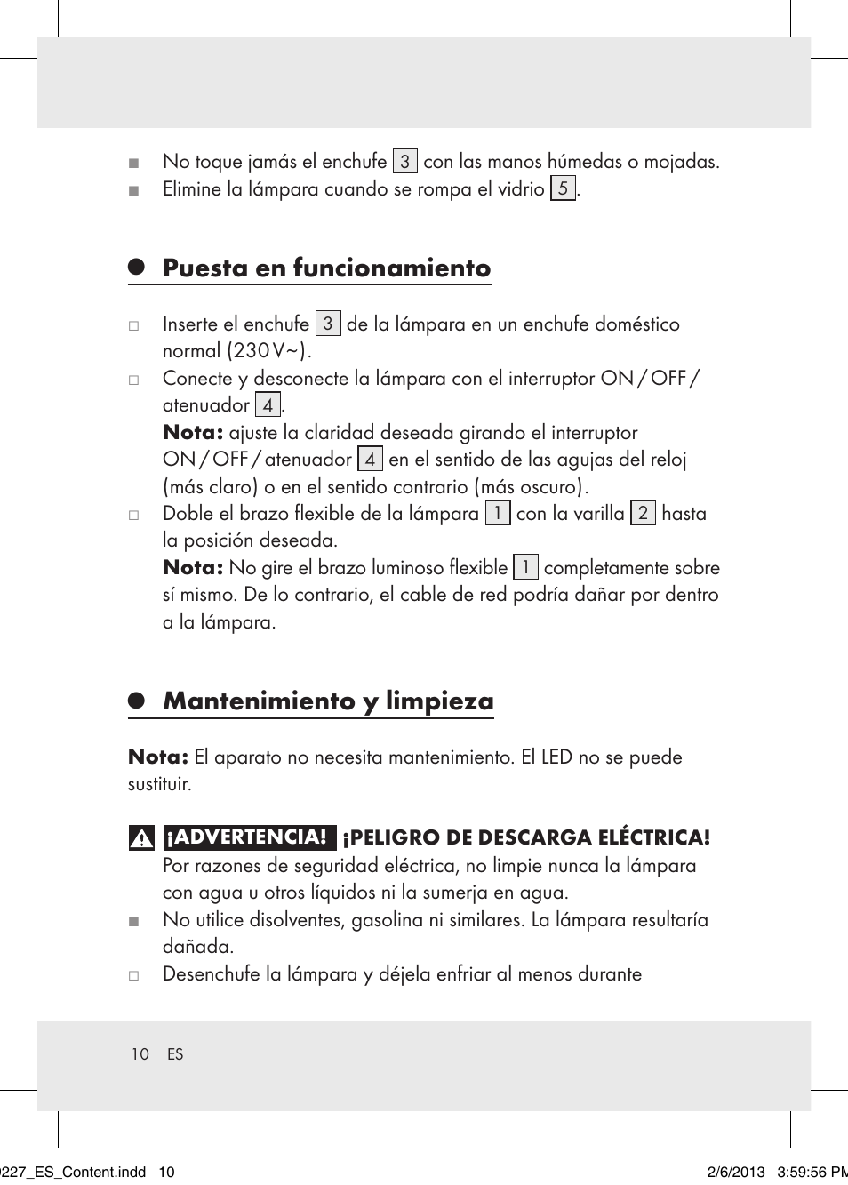 Puesta en funcionamiento, Mantenimiento y limpieza | Livarno Z30652..-BS User Manual | Page 10 / 36