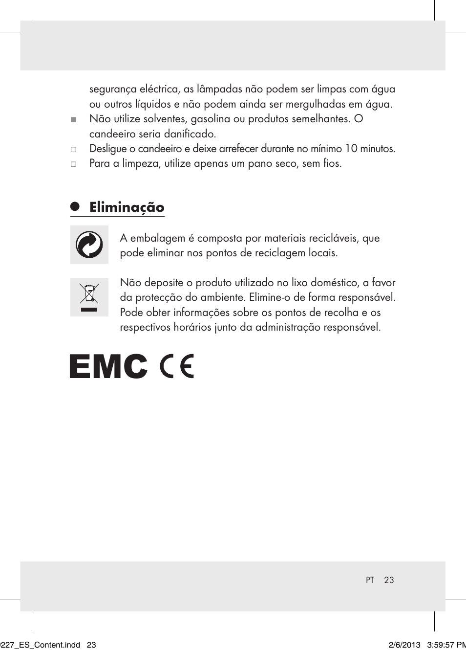 Eliminação | Livarno Z30652..-BS User Manual | Page 23 / 36