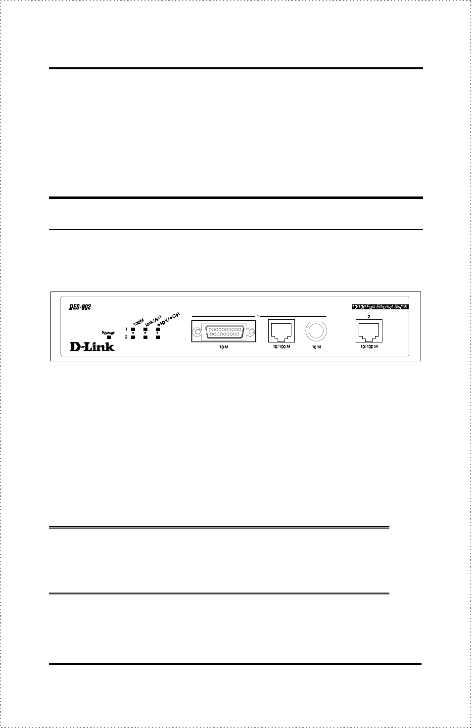 Front panel, Ports | D-Link DES-802 User Manual | Page 13 / 37