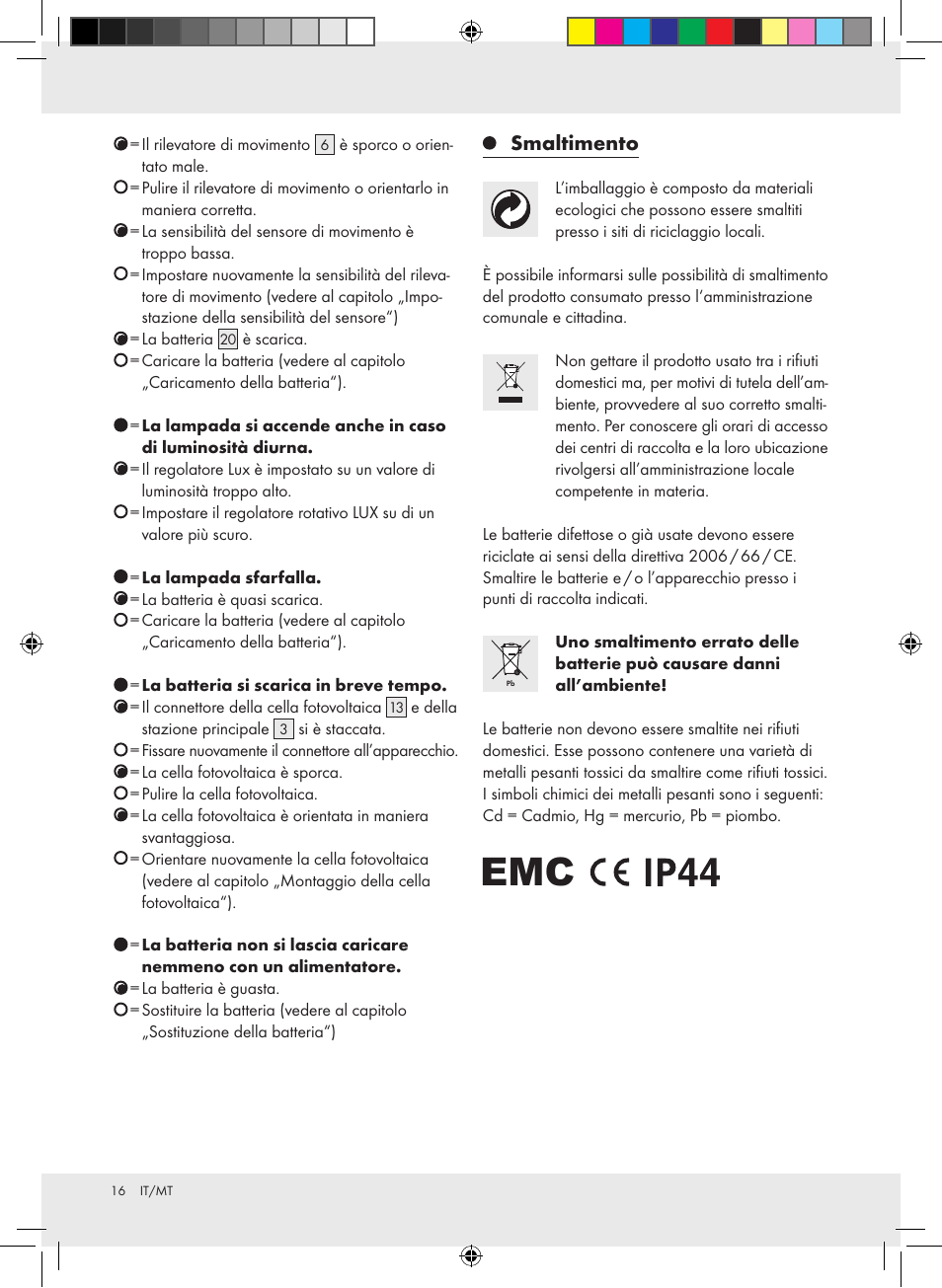 Smaltimento | Livarno Z31171 User Manual | Page 16 / 40