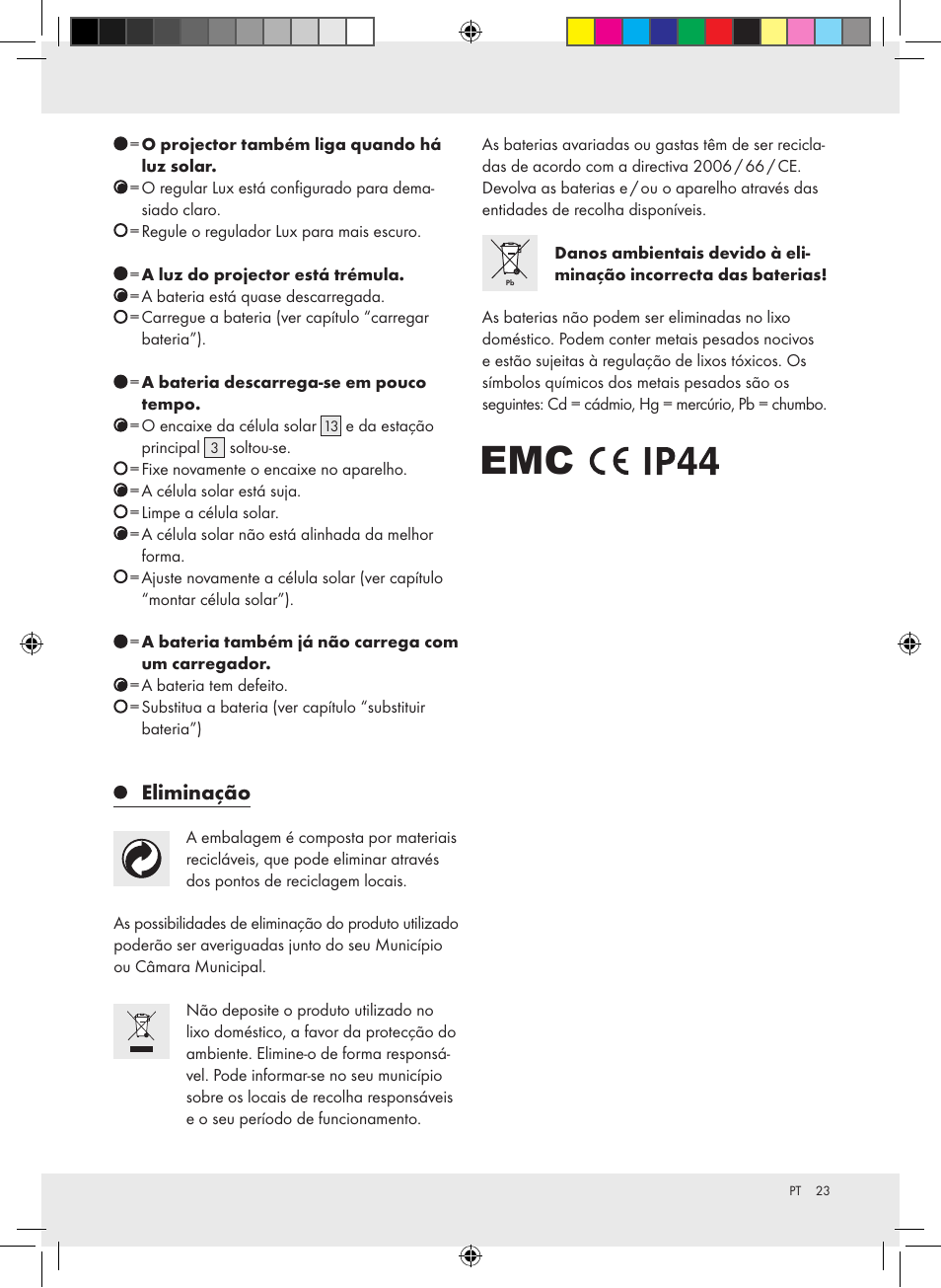 Eliminação | Livarno Z31171 User Manual | Page 23 / 40