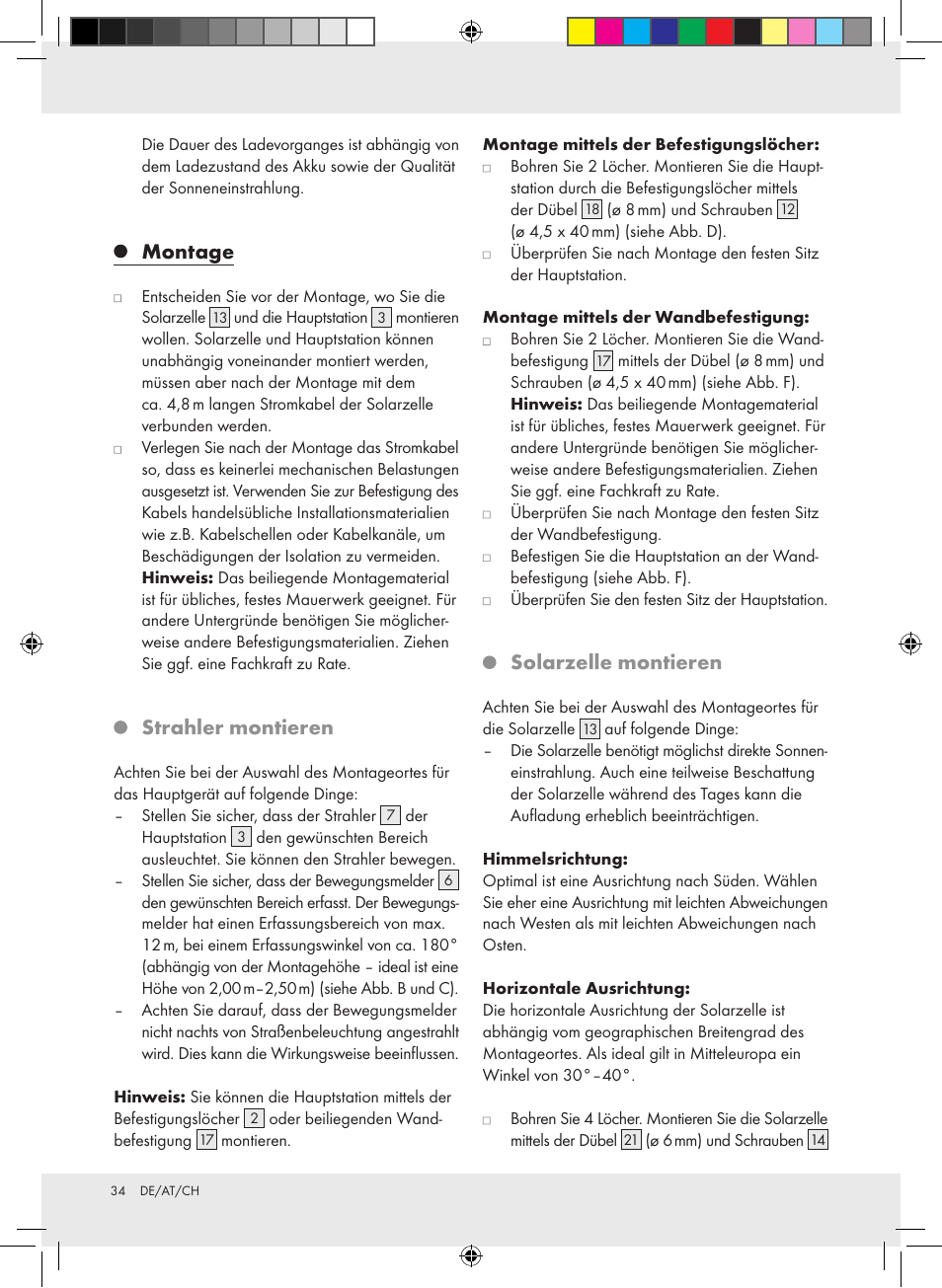 Montage, Strahler montieren, Solarzelle montieren | Livarno Z31171 User Manual | Page 34 / 40