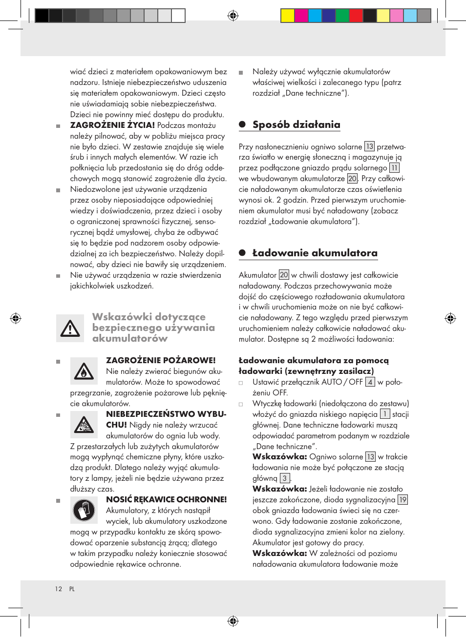 Sposób działania, Ładowanie akumulatora | Livarno Z31171 User Manual | Page 12 / 54