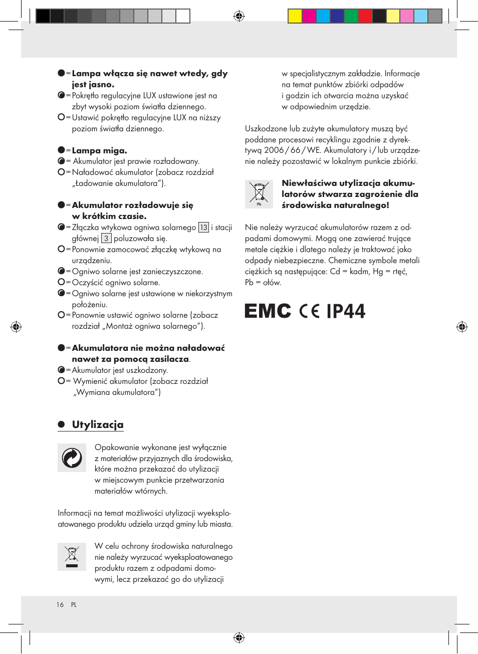 Utylizacja | Livarno Z31171 User Manual | Page 16 / 54