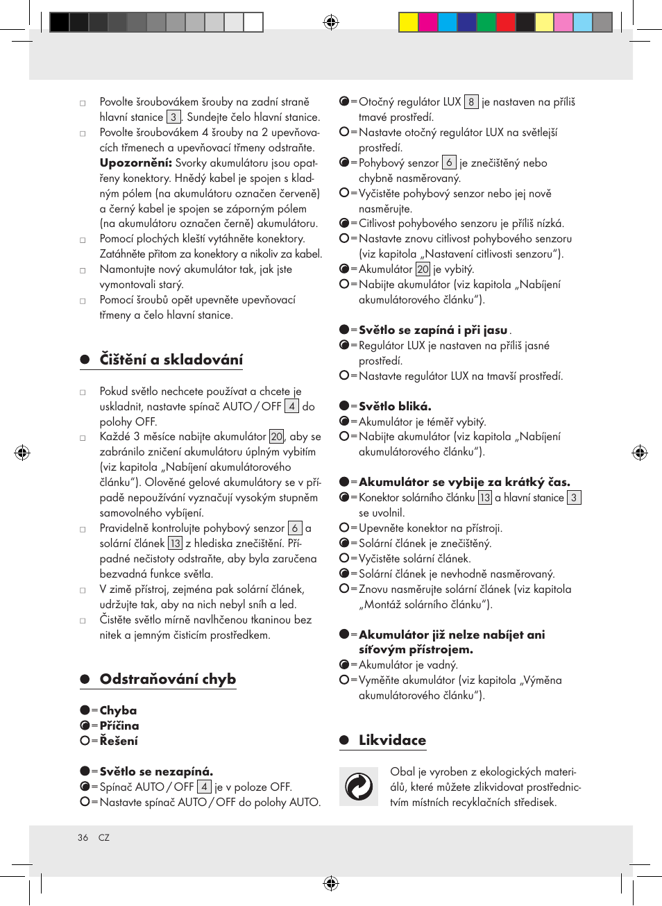 Čištění a skladování, Odstraňování chyb, Likvidace | Livarno Z31171 User Manual | Page 36 / 54