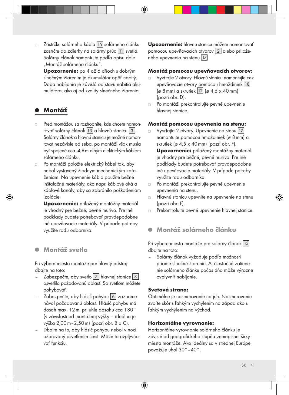 Montáž, Montáž svetla, Montáž solárneho článku | Livarno Z31171 User Manual | Page 41 / 54