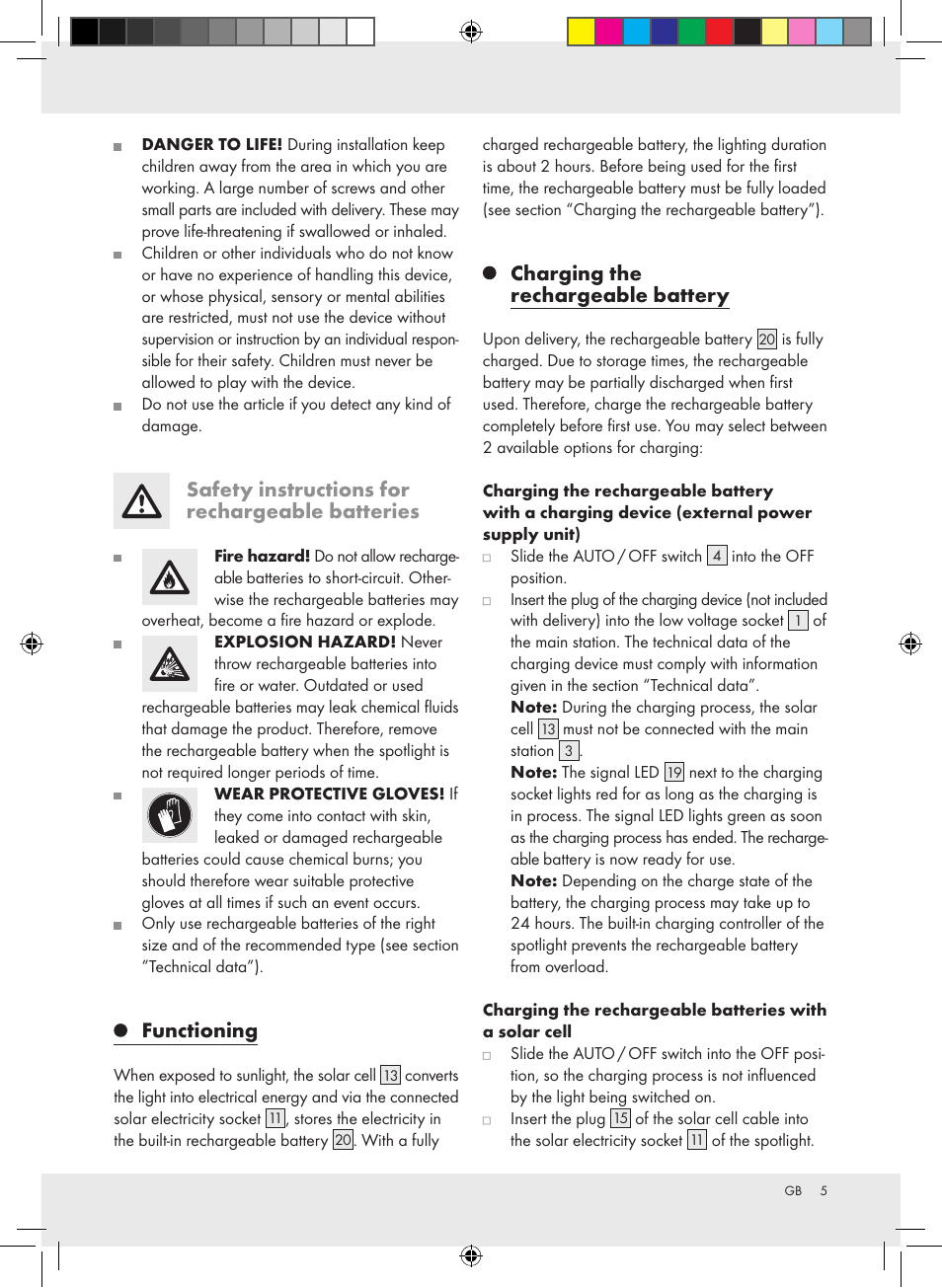 Safety instructions for rechargeable batteries, Functioning, Charging the rechargeable battery | Livarno Z31171 User Manual | Page 5 / 54