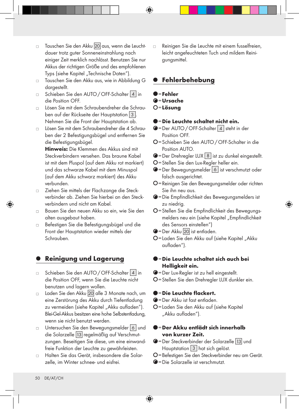 Reinigung und lagerung, Fehlerbehebung | Livarno Z31171 User Manual | Page 50 / 54