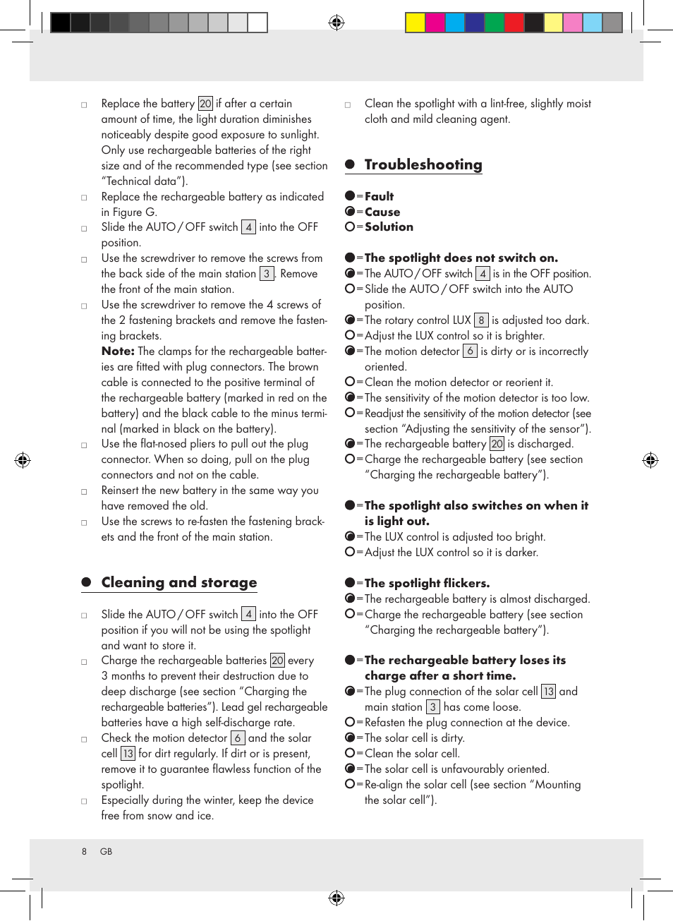 Cleaning and storage, Troubleshooting | Livarno Z31171 User Manual | Page 8 / 54