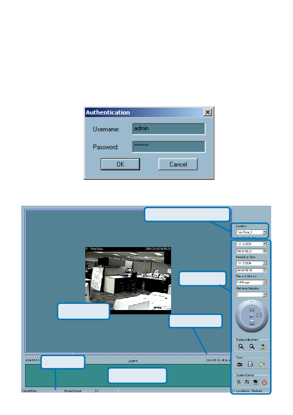 Using ip surveillance software (continued), Logging in, Layout | Playback program (continued) | D-Link SECURICAM NETWORK DCS-5300 User Manual | Page 108 / 143