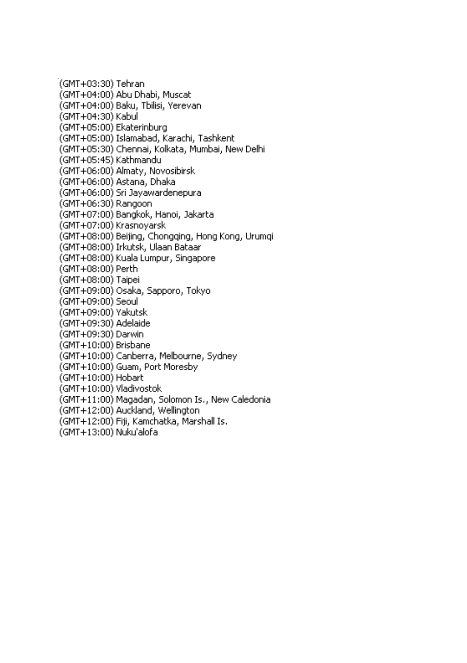 Time zone table (continued) | D-Link SECURICAM NETWORK DCS-5300 User Manual | Page 139 / 143