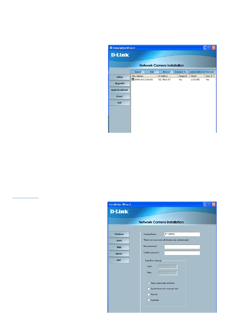 Installation wizard screen, Setup | D-Link SECURICAM NETWORK DCS-5300 User Manual | Page 15 / 143