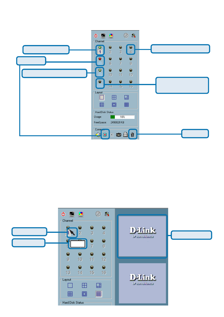 Using ip surveillance software (continued), Monitor program (continued), Show the video of a specified channel | D-Link SECURICAM NETWORK DCS-5300 User Manual | Page 88 / 143