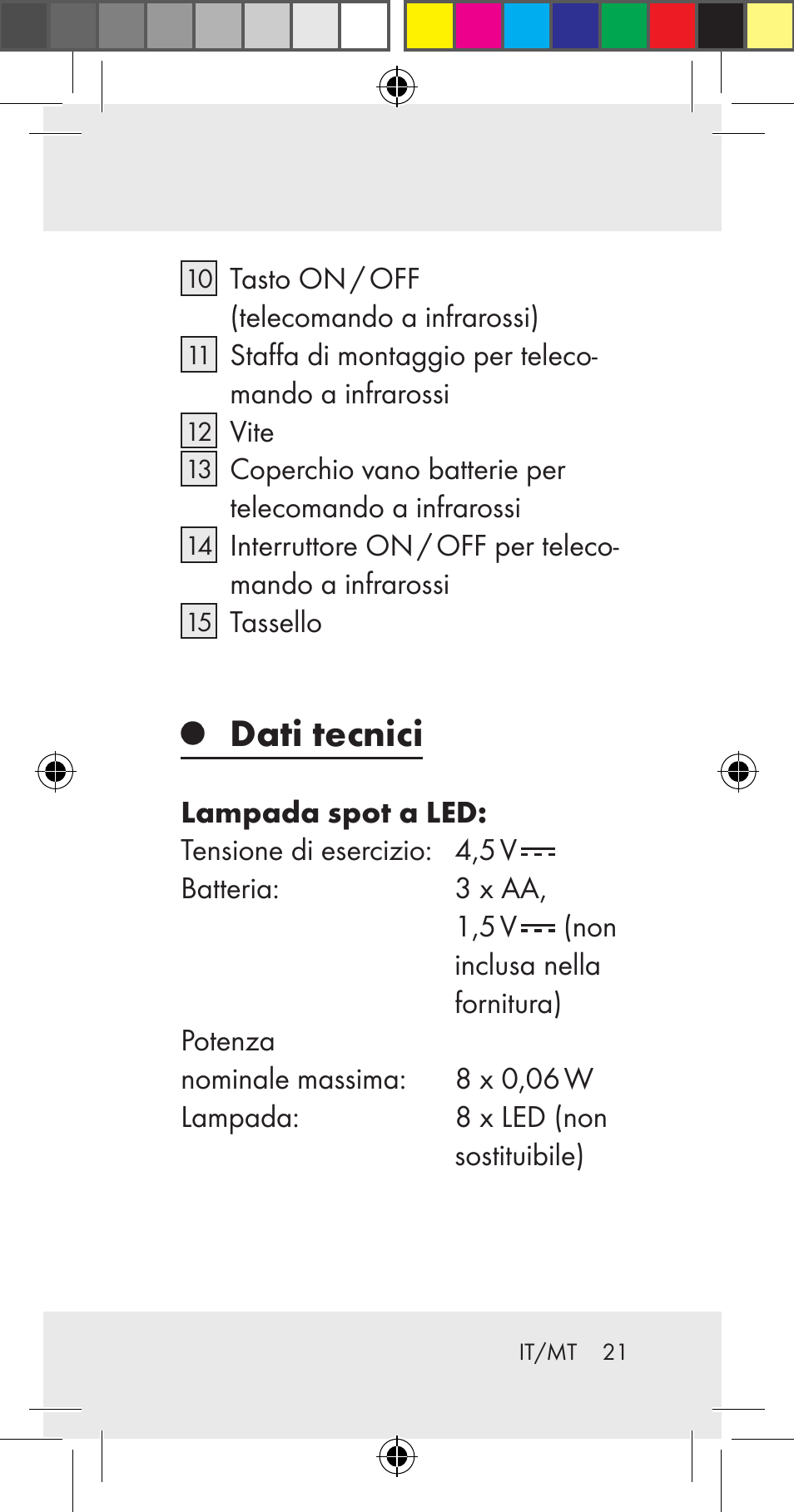 Dati tecnici | Livarno Z31206A User Manual | Page 21 / 84