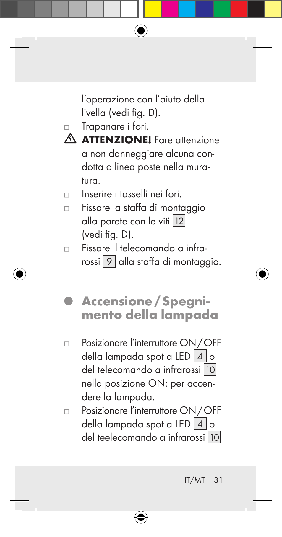 Accensione / spegni- mento della lampada | Livarno Z31206A User Manual | Page 31 / 84