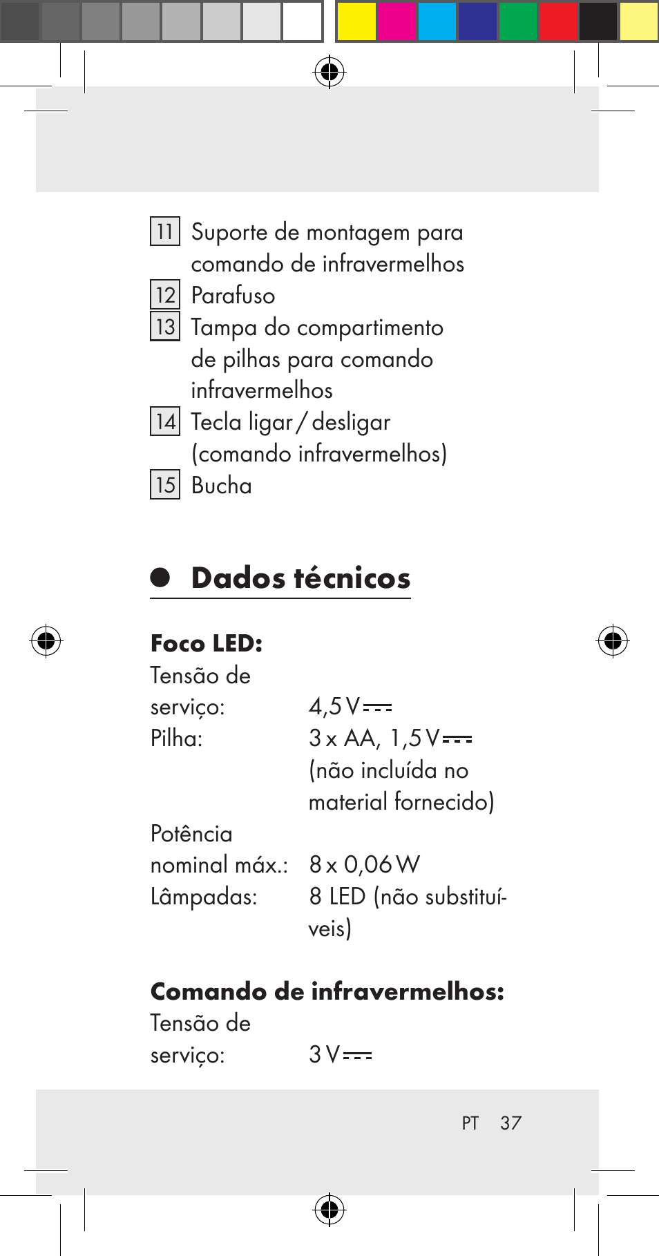 Dados técnicos | Livarno Z31206A User Manual | Page 37 / 84