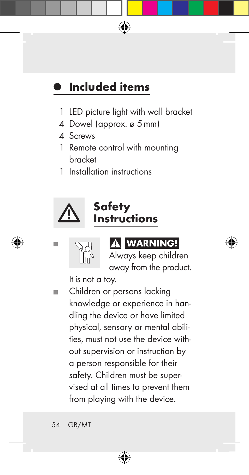 Included items, Safety instructions | Livarno Z31206A User Manual | Page 54 / 84