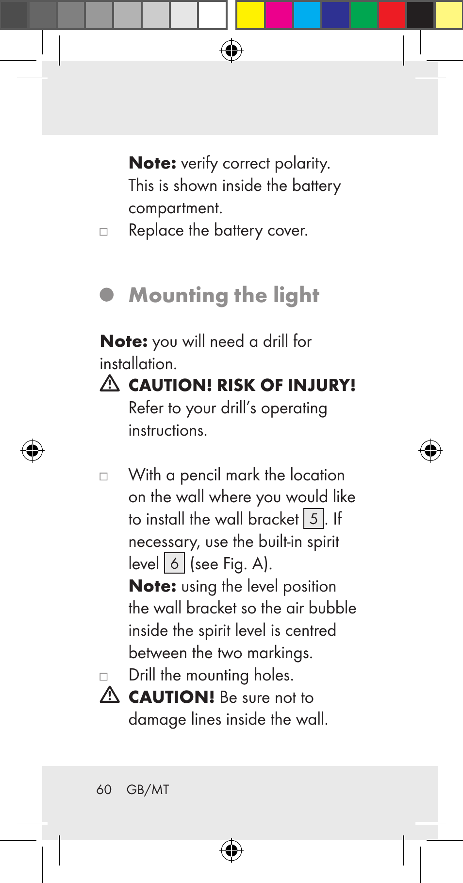 Mounting the light | Livarno Z31206A User Manual | Page 60 / 84