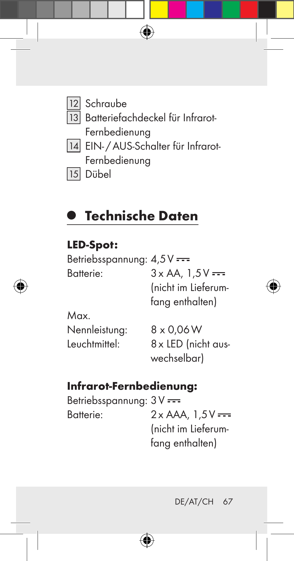 Technische daten | Livarno Z31206A User Manual | Page 67 / 84