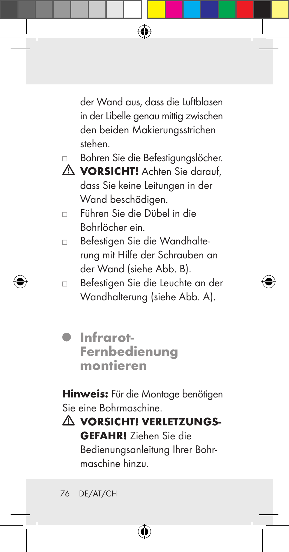 Infrarot- fernbedienung montieren | Livarno Z31206A User Manual | Page 76 / 84