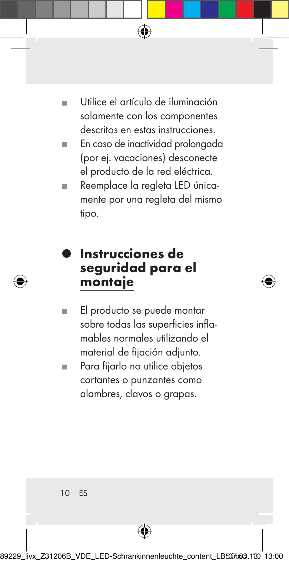 Instrucciones de seguridad para el montaje | Livarno Z31206B User Manual | Page 10 / 69