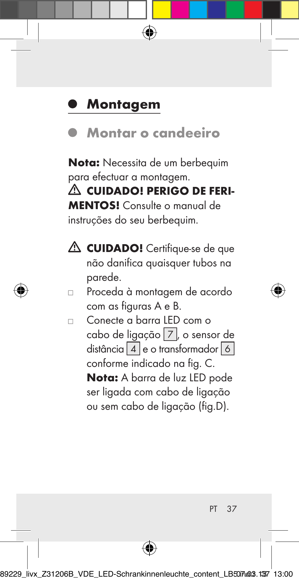 Montagem montar o candeeiro | Livarno Z31206B User Manual | Page 37 / 69