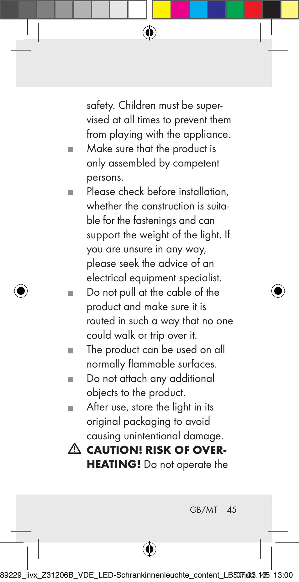 Livarno Z31206B User Manual | Page 45 / 69