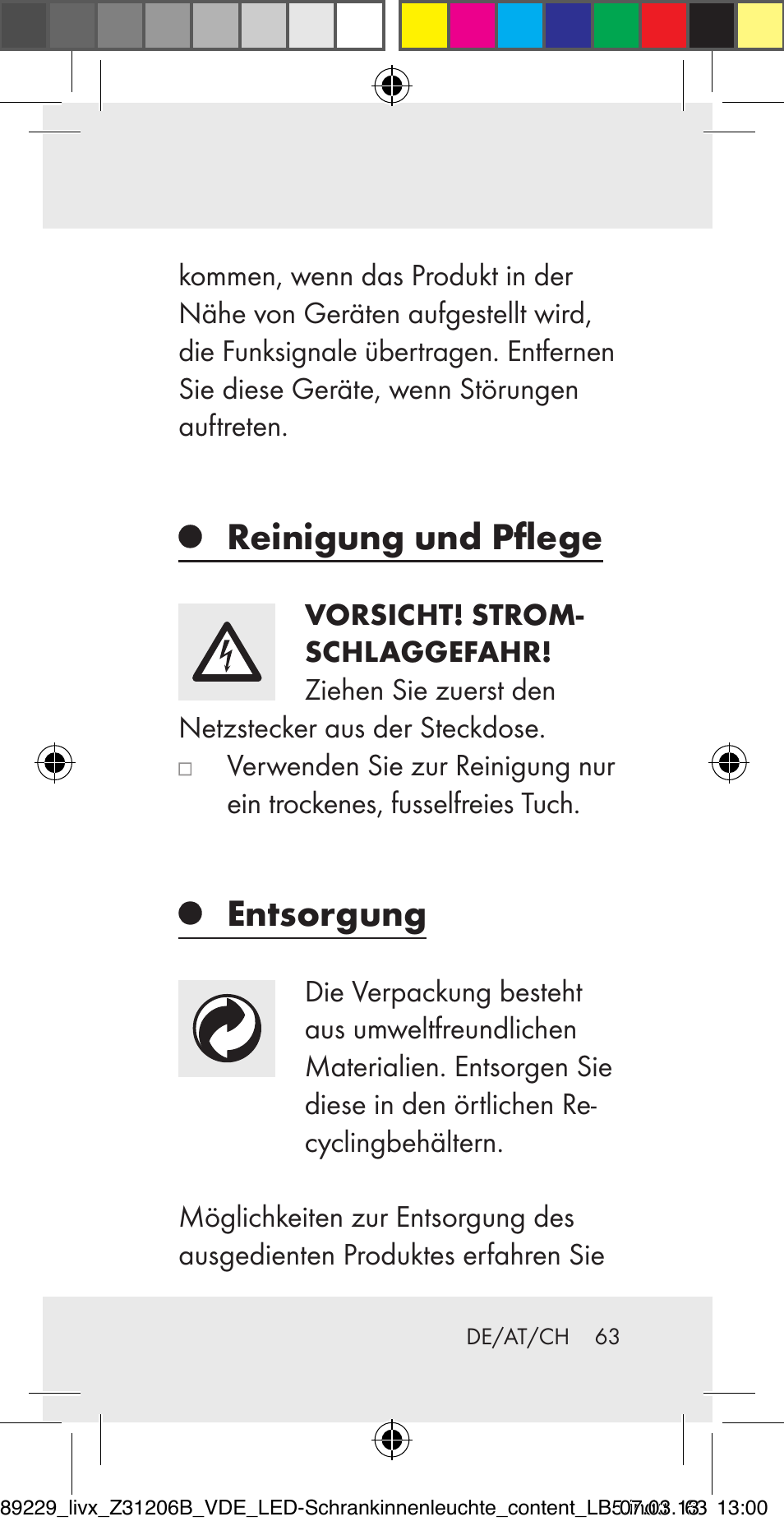 Reinigung und pflege, Entsorgung | Livarno Z31206B User Manual | Page 63 / 69