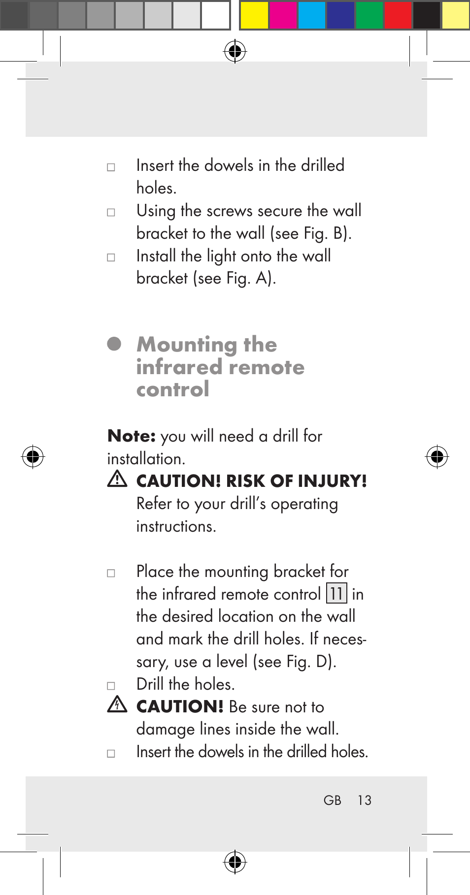 Mounting the infrared remote control | Livarno Z31206A User Manual | Page 13 / 67
