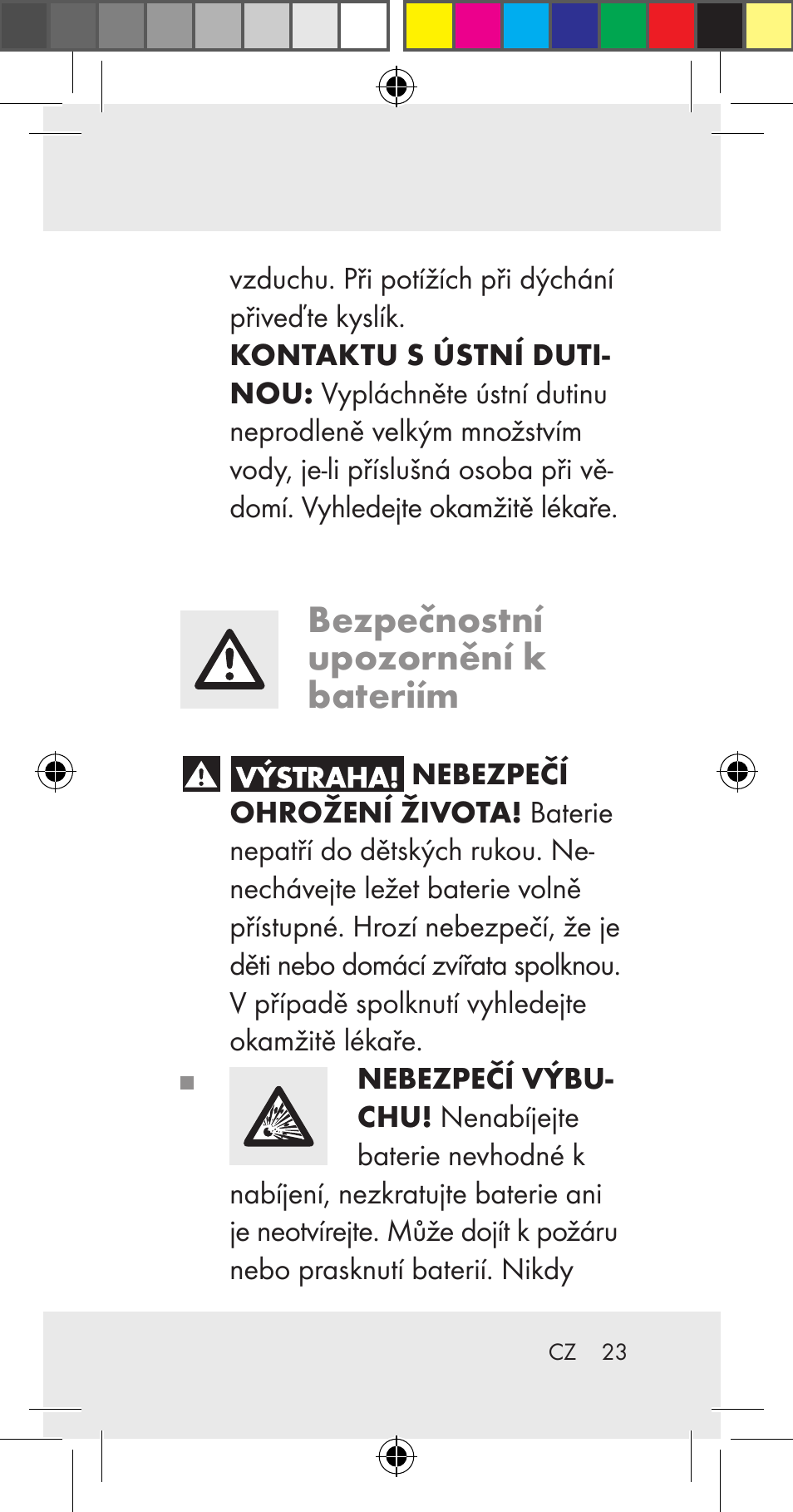 Bezpečnostní upozornění k bateriím | Livarno Z31206A User Manual | Page 23 / 67