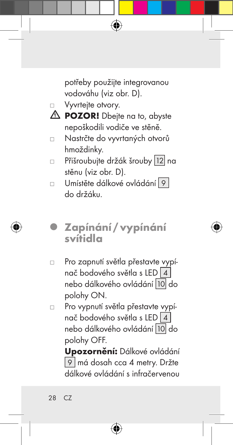 Zapínání / vypínání svítidla | Livarno Z31206A User Manual | Page 28 / 67