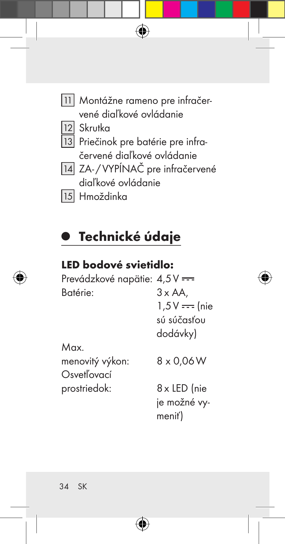 Technické údaje | Livarno Z31206A User Manual | Page 34 / 67