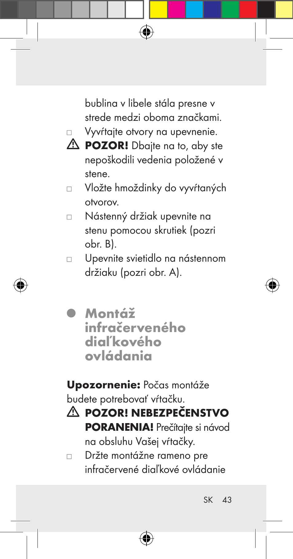 Montáž infračerveného diaľkového ovládania | Livarno Z31206A User Manual | Page 43 / 67