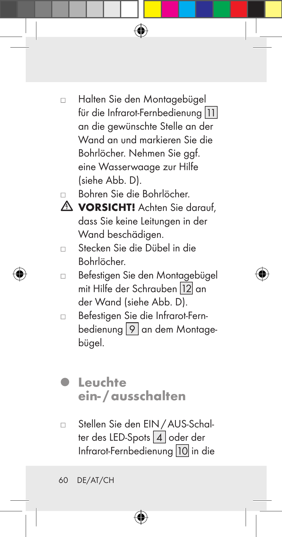 Leuchte ein- / ausschalten | Livarno Z31206A User Manual | Page 60 / 67
