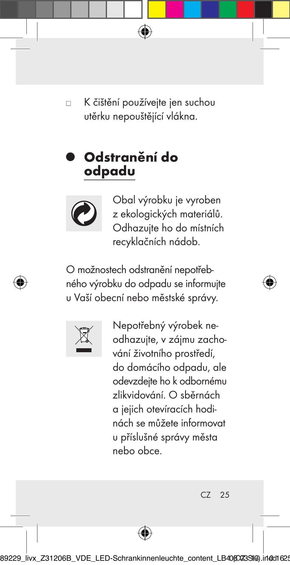 Odstranění do odpadu | Livarno Z31206B User Manual | Page 25 / 55