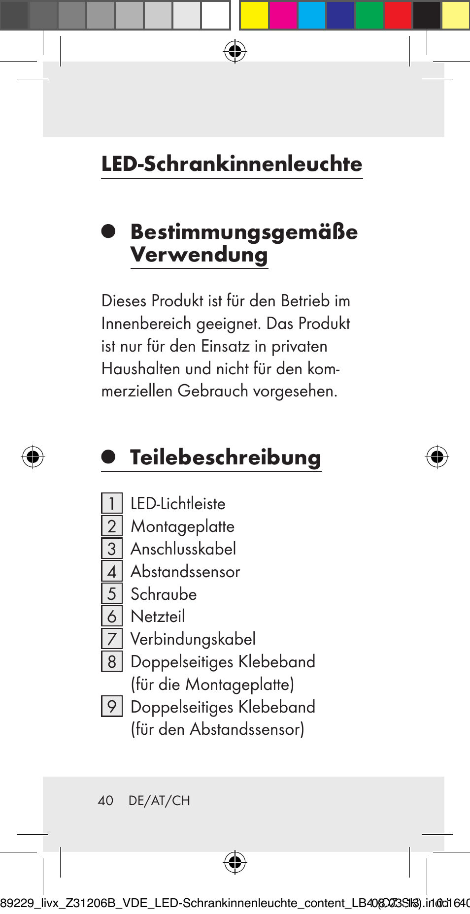 Teilebeschreibung | Livarno Z31206B User Manual | Page 40 / 55