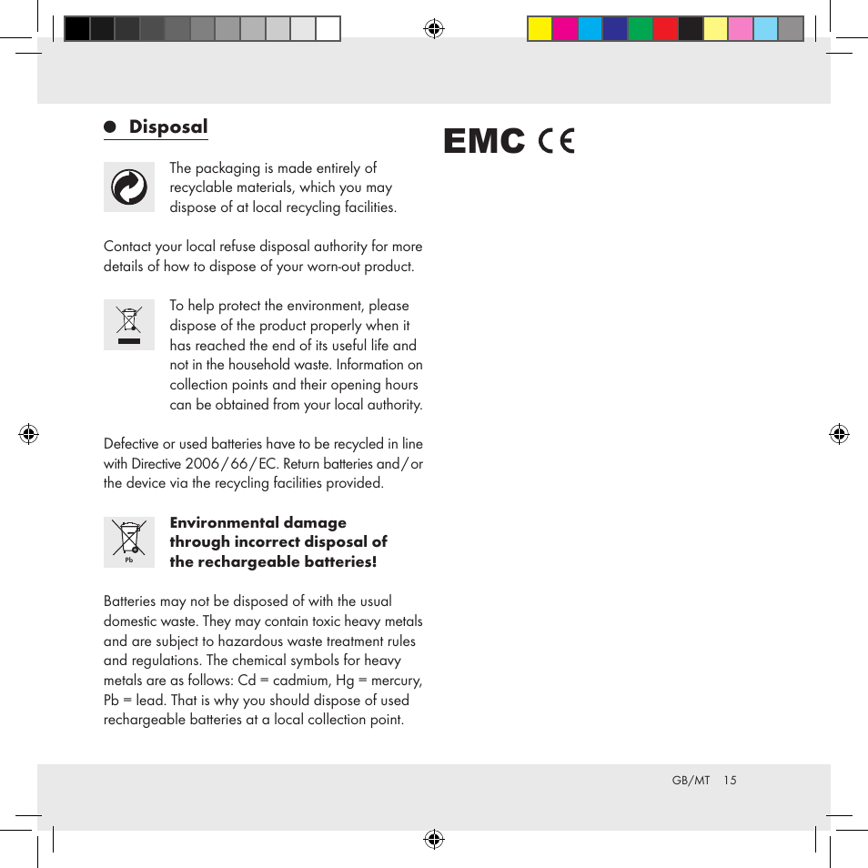 Disposal | Livarno Z31170A Z31170B User Manual | Page 15 / 19